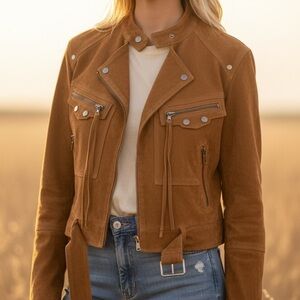 Rehab Lab - Suede Wheat Utility Jacket – Size Large NWT